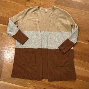 a new day Tan, Gray, and Brown Colorblock Cardigan Large